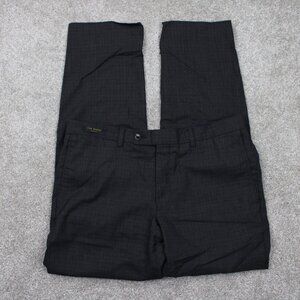 Ted Baker Jefferson Dress Pants Mens 36R Black 100% Wool Flat Front w/32" inseam